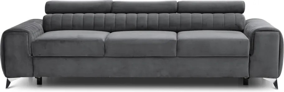 Sötétszürke bársony kinyitható kanapé 261 cm Laurence – ELTAP