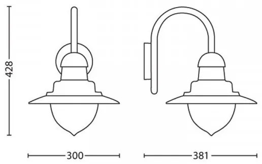 Philips 01652/06/PN - Kültéri fali lámpa RAINDROP 1xE27/53W/230V IP44