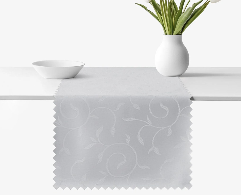 Goldea ünnepi teflonos asztali futó - szürke nagy ornamentekkel ékesített 35x120 cm