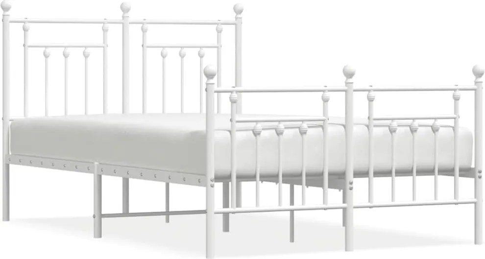 vidaXL fehér fém ágykeret fej- és lábtámlával 120 x 190 cm