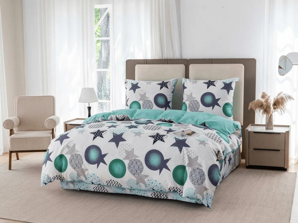 Flanel mikroszálas ágyneműhuzat MINT STARS színes Ágyneműhuzat mérete: 70 x 90 cm | 140 x 220 cm