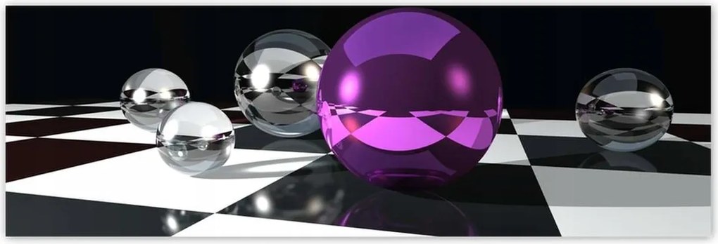 Poszterek 200x66 Lila gömb a rácson