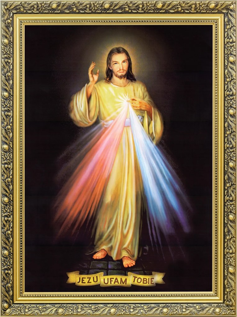 Jézus Bízom benned Isten irgalma Arany keret 60x80