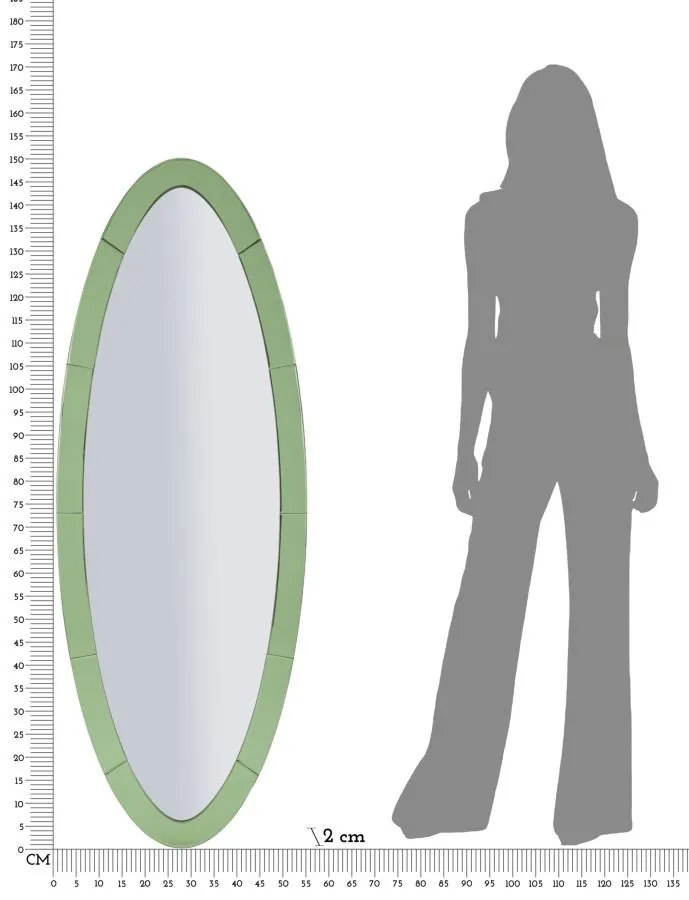 Oslo fali tükör zöld 55x2x150 (belső tükör mérete 42,5x137,5)cm