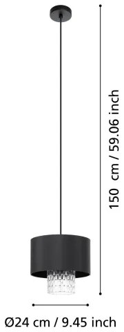 Eglo 39977 - Csillár zsinóron SAPUARA 1xE27/40W/230V fekete