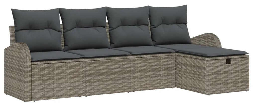 Kerti Kanapé Szett 5 pcs Szürke 234 x 117 x 85 cm Poli rattan