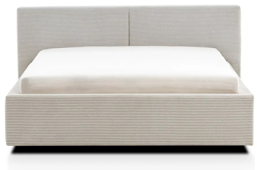 Bézs kárpitozott ágyneműtartós franciaágy ágyráccsal 140x200 cm Cube – Meise Möbel