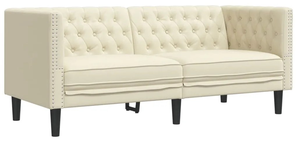 2 részes krémszínű műbőr Chesterfield kanapégarnitúra