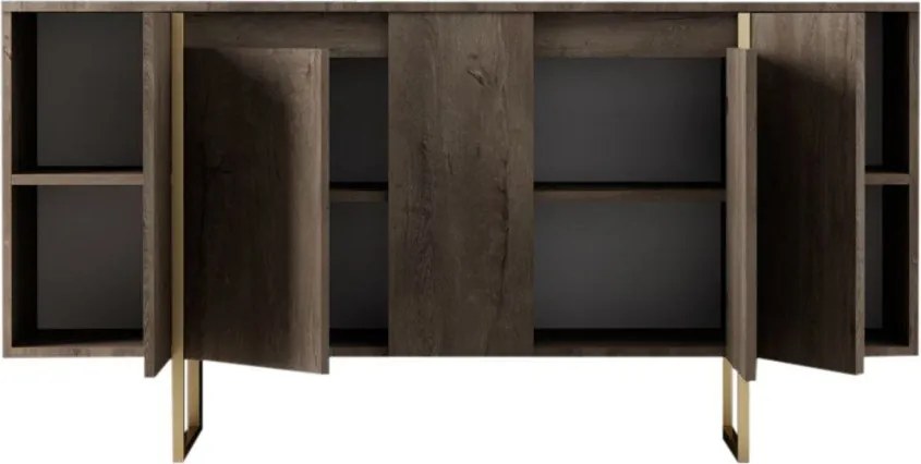 Komód, dió-arany, 160 cm