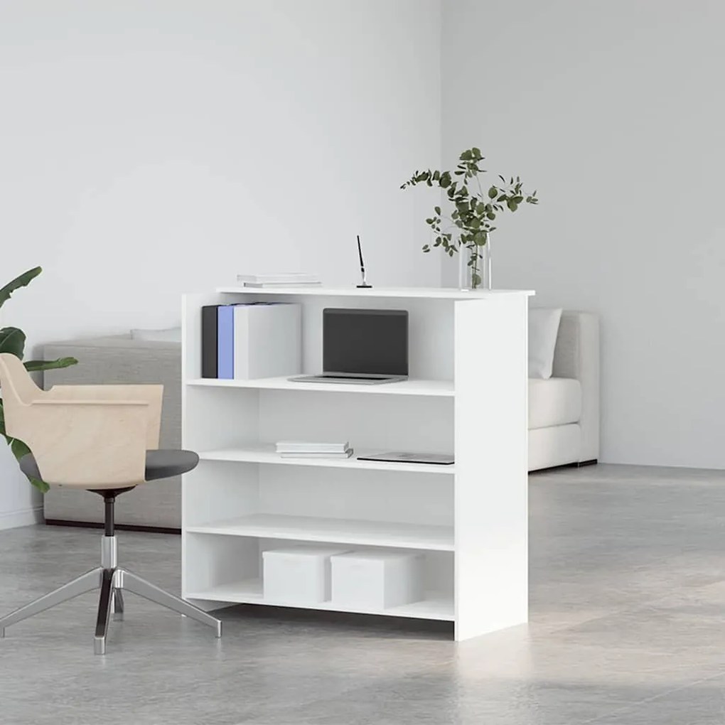 recepciós pult fehér 100x50x103,5 cm szerelt fa