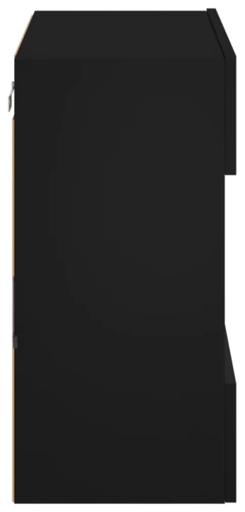 fekete falra szerelhető TV-szekrény LED-lámpákkal 58,5x30x60,5
