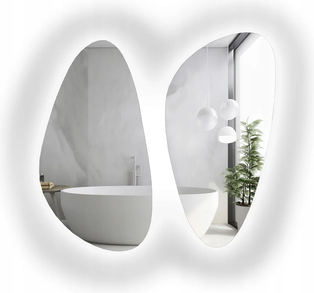 Selenit két darabos szabálytalan tükör szett Led háttérvilágítással 120X105cm