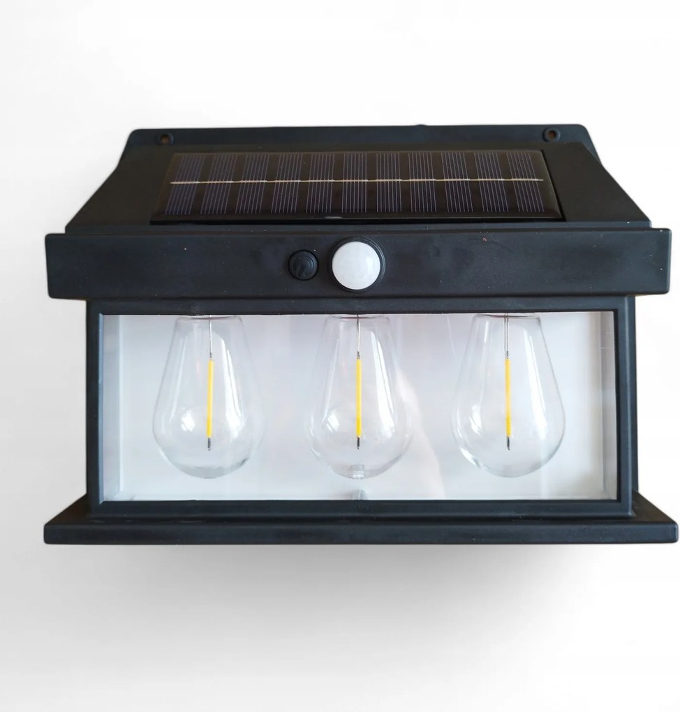 Napelemes lámpa 3 Led BK-888-3 1600lm napelemes homlokzati fali lámpa fekete