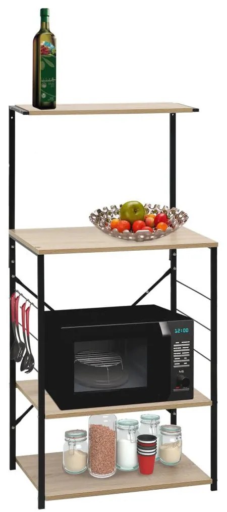 Intenso Home 4 szintes konyhai tároló polc 60 x 123cm, sonoma tölgy | Univerzális tároló állvány fém lábakkal