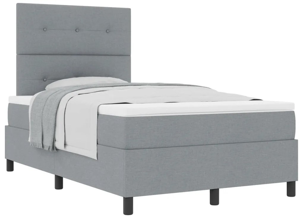 Boxspring Ágy Matraccal Világosszürke Kis Kétszemélyes Szövet