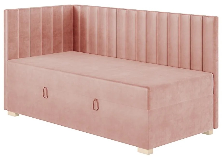 Rózsaszín sarok ágyneműtartós gyerekágy matraccal 90x200 cm Snugi – Ghado