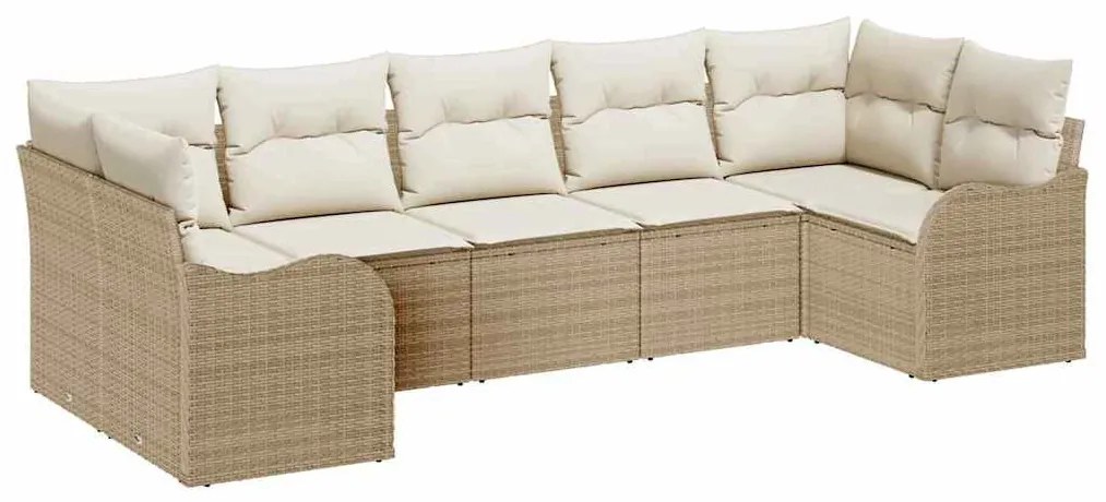 Kerti Kanapé Szett párnával 7 pcs Beige, fehér Poli rattan
