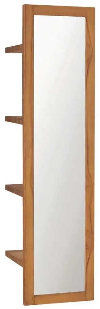 tömör tíkfa fali tükör polcokkal 30 x 30 x 120 cm