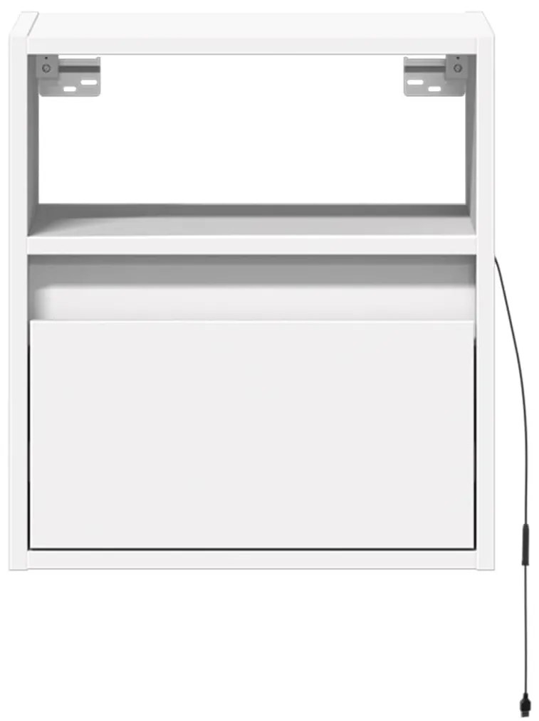 2 db fehér falra szerelhető TV-szekrény LED-del 41 x 31 x 45 cm