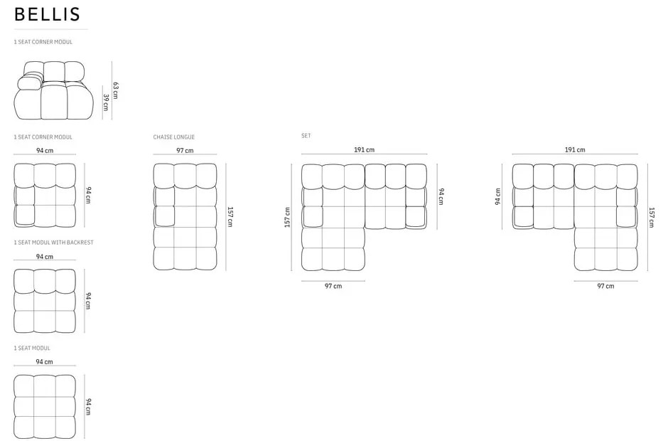 Piros bársony kanapé 191 cm Bellis – Micadoni Home