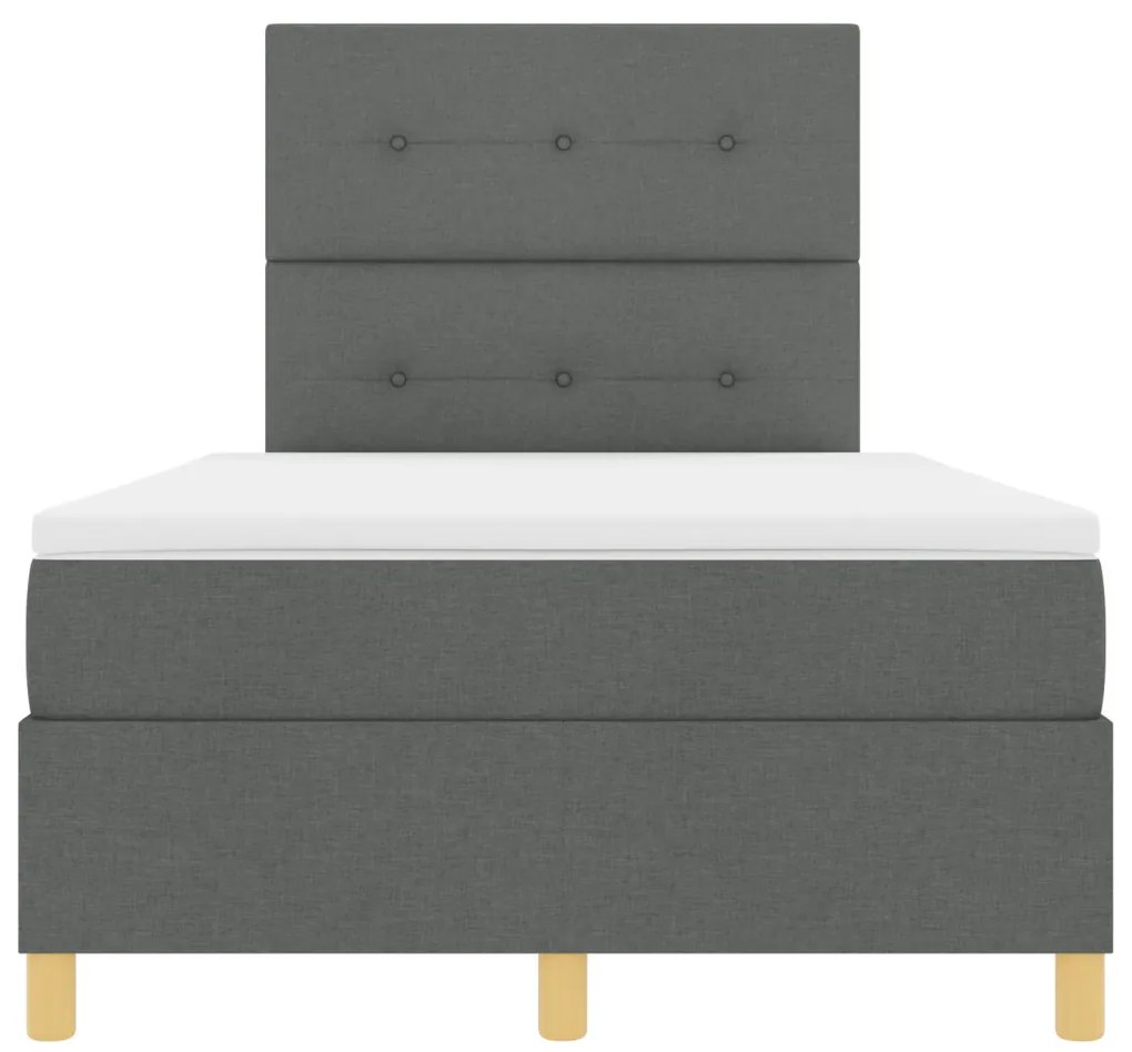Box Spring Ágy matraccal & LED világítással, Sötét szürke 120x190 cm Szövet