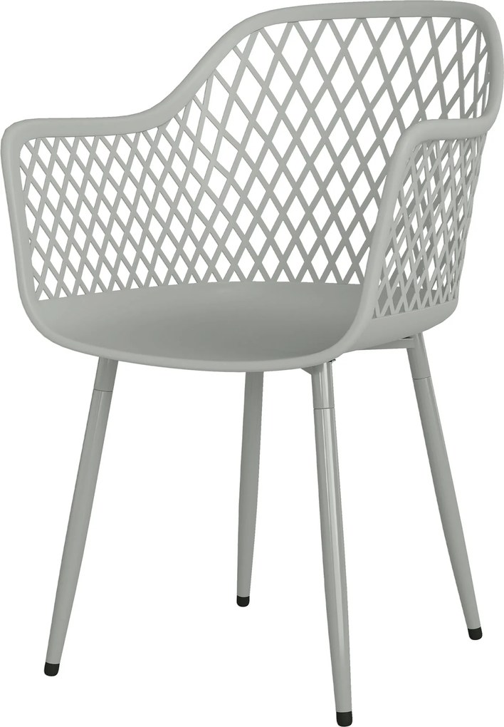 Outsunny 4 darab kültéri teraszszék — gyémántmintás háttámla, UV-álló PP ülés, fém lábak, szürke | Aosom