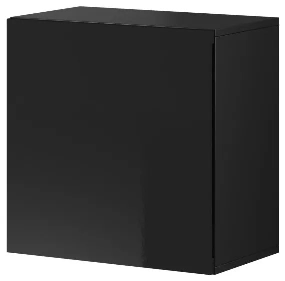 Fali szekrény fekete / fekete magasfény színkombinációban – VIVIEN 05