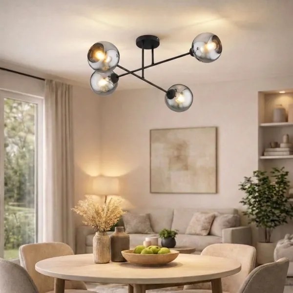 Brilagi - Felületre szerelhető csillár DIOR 4xE27/60W/230V fekete/füstszürke