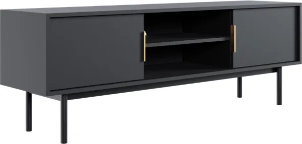 TV szekrény 154 cm fekete színben arany fogantyúkkal – VIVA VI01