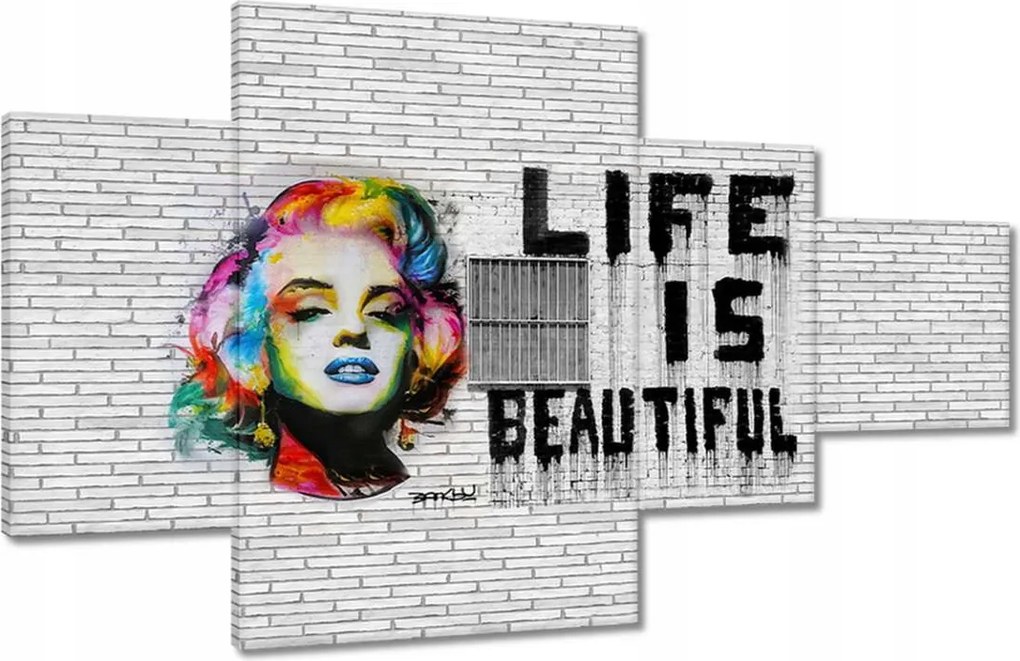 Festmények 130x80 Banksy Life is beautiful