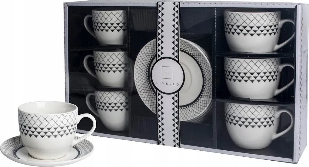 Csésze szett Livello klasszikus csészék díszített porcelán csésze