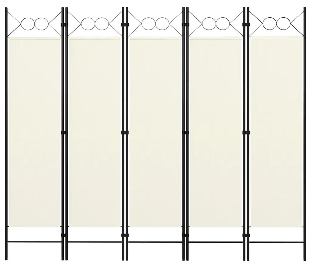 vidaXL krémfehér 5 paneles paraván 200 x 180 cm