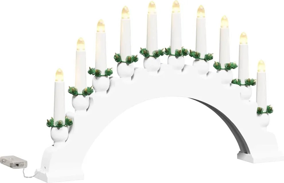 vidaXL Karácsonyi gyertyatartó ív 10 LED gyertyával Fehér