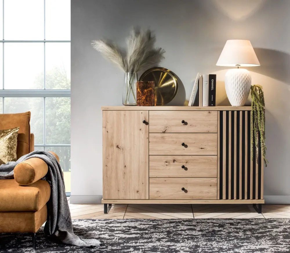 KOLI C-4 komód, tölgyfa artisan