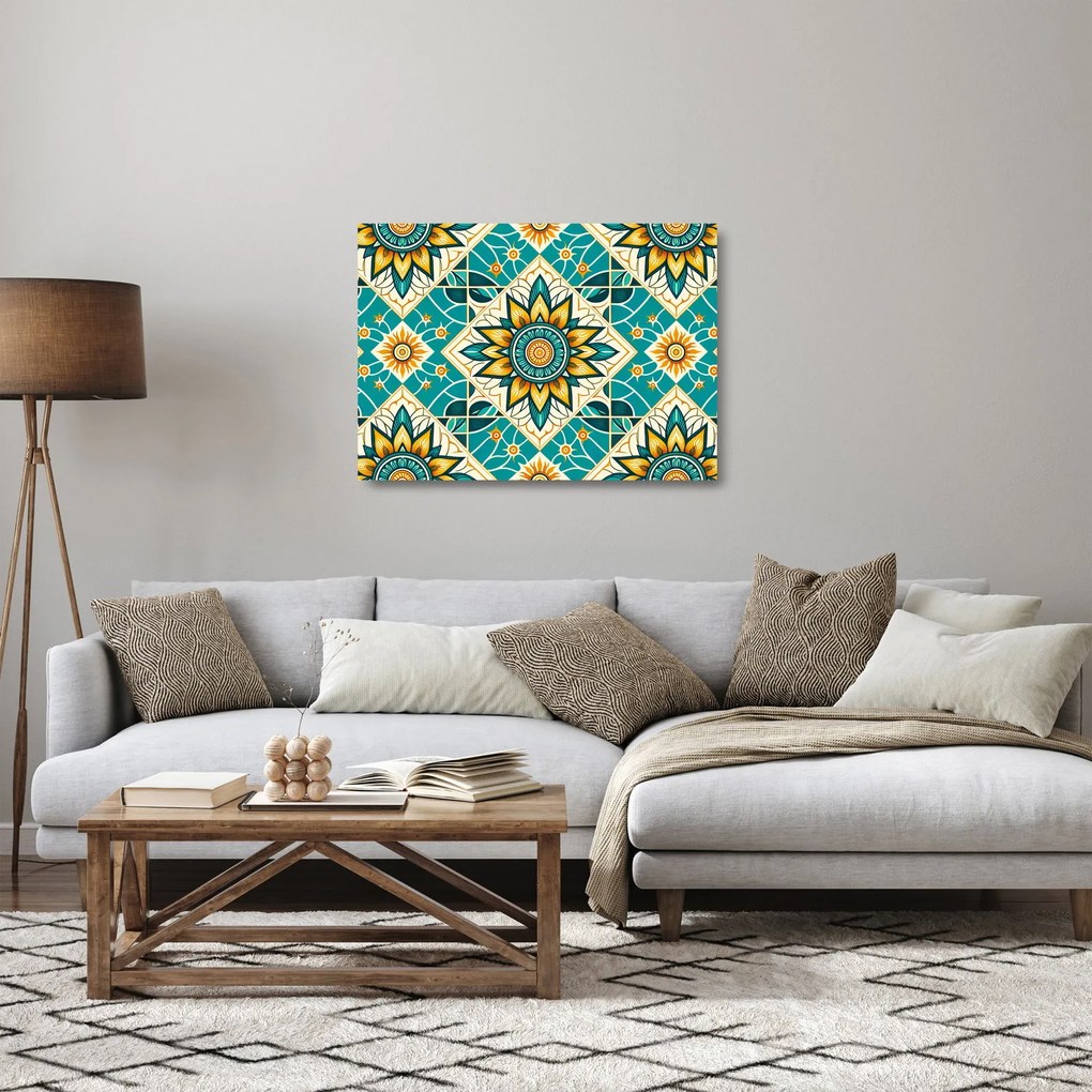 Üveg kép - Türkiz minta (70x50 cm)