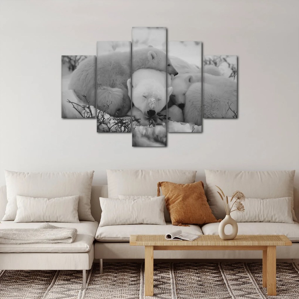 Kép - Jegesmedvék, fekete-fehér (150x105 cm)