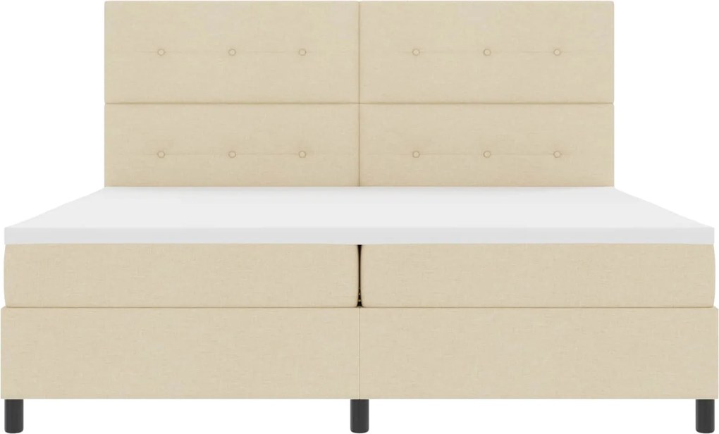vidaXL Boxrugós ágy matracmal leddel Krém 200 x 200 cm szövet