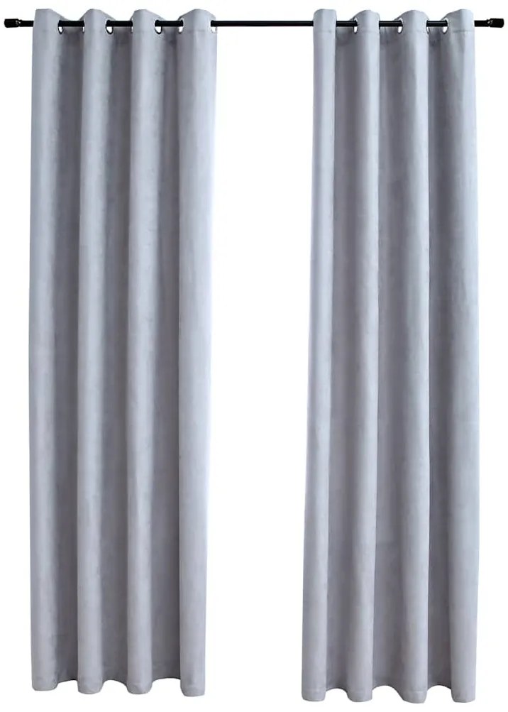 vidaXL 2 db szürke sötétítőfüggöny fémgyűrűkkel 140 x 225 cm