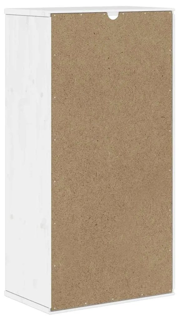 ODDA tömörfa fenyőfa oldalsó szekrény fiókkal fehér 40x24x79 cm