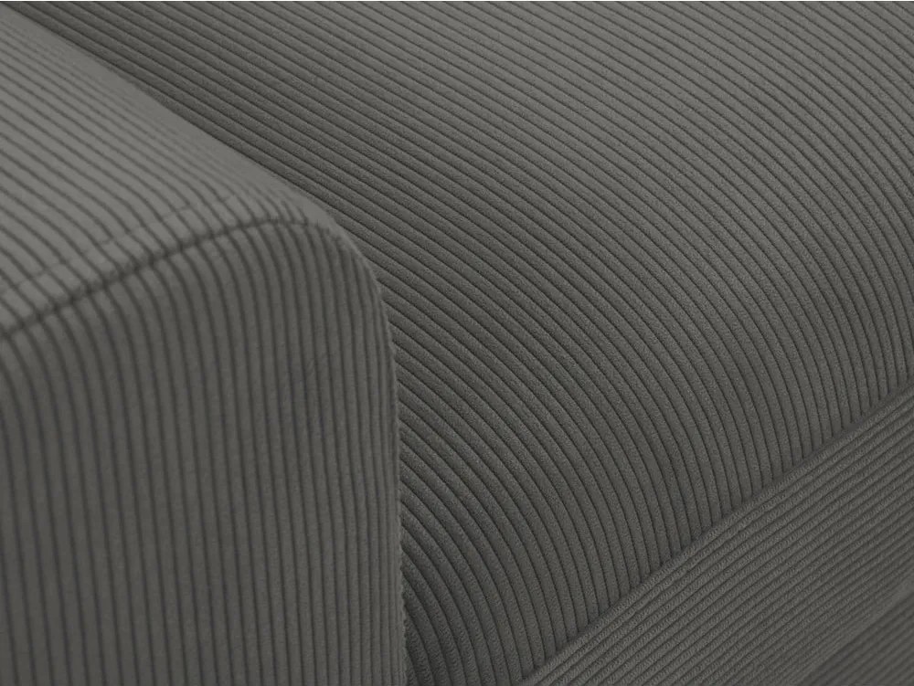 Sötétszürke kordbársony kinyitható tárolóhelyes sarokkanapé (jobb oldali-heverő résszel) Kyoto – Cosmopolitan Design