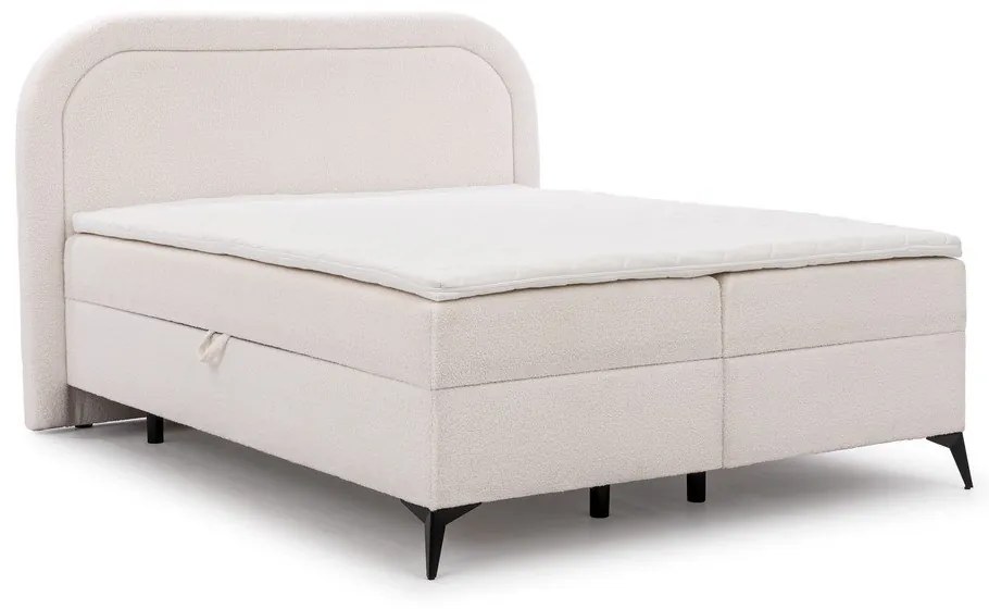 Fehér ágyneműtartós boxspring ágy 140x200 cm Ornes – Ropez