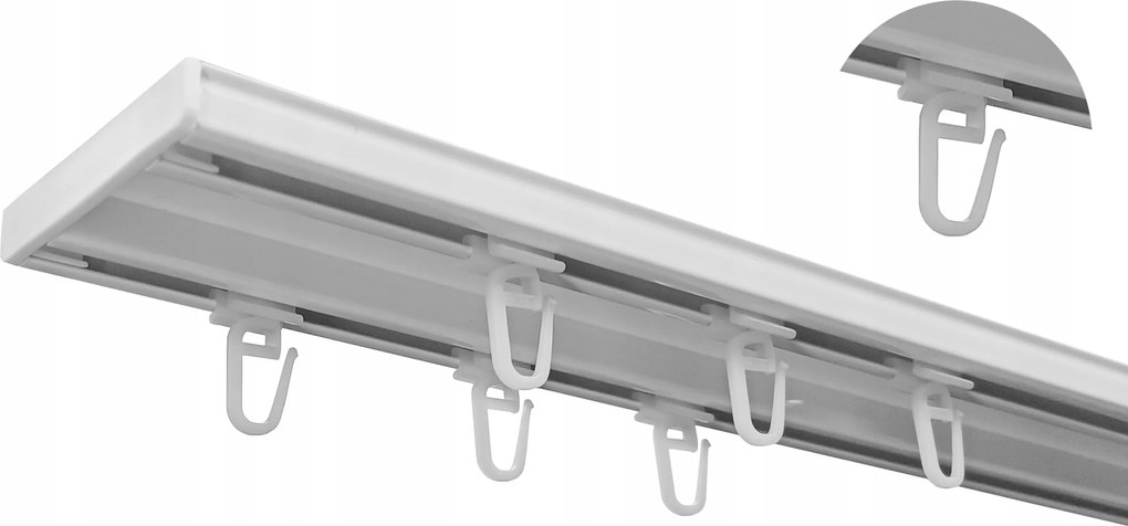 Dupla Mennyezeti Sín kétvágányú alumínium biztosítótű szett fehér 120 cm