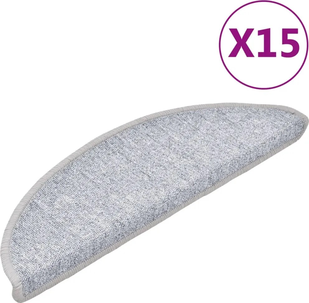 vidaXL 15 darab világosszürke lépcsőszőnyeg 56 x 17 x 3 cm