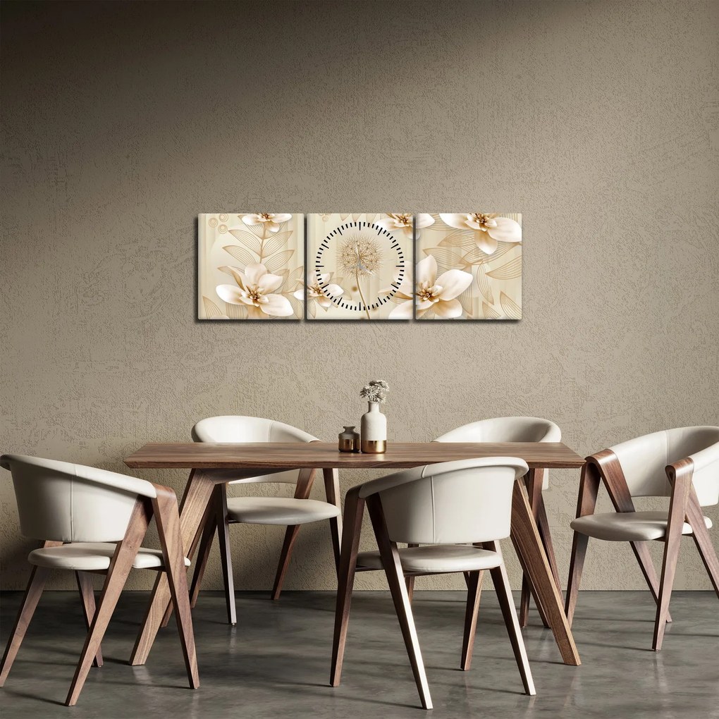 Kép - Arany virágok összetétele (órával) (90x30 cm)
