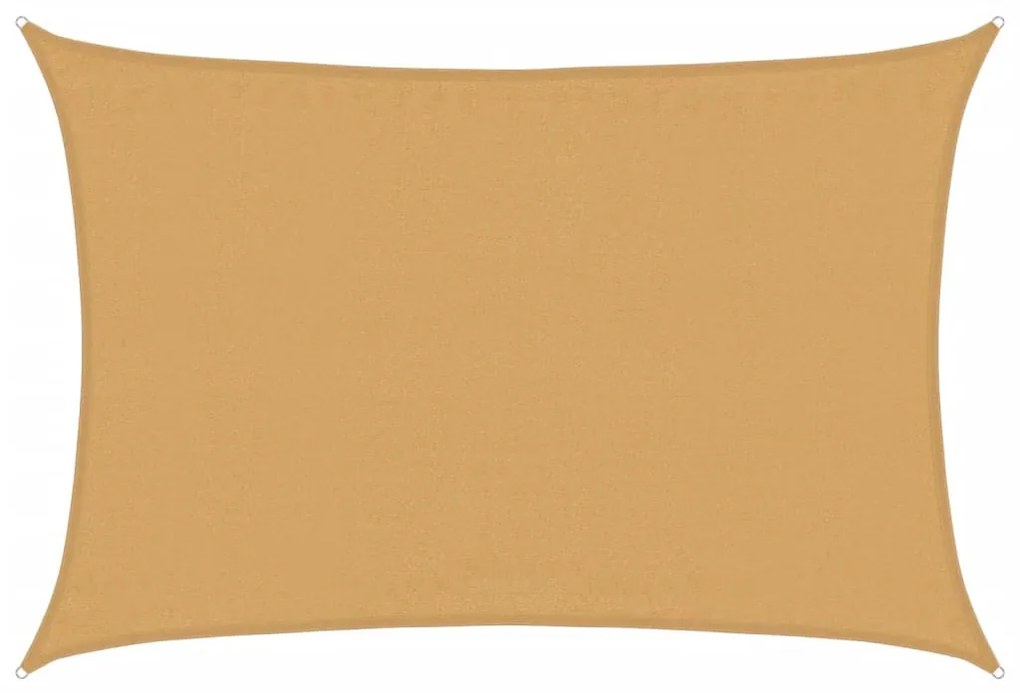 homokszínű négyszögletű HDPE napvitorla 160 g/m² 3,5x5 m