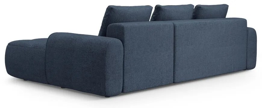 Sötétkék kinyitható-tárolóhelyes sarokkanapé (jobb oldali-heverő résszel) Linz – Cosmopolitan Design