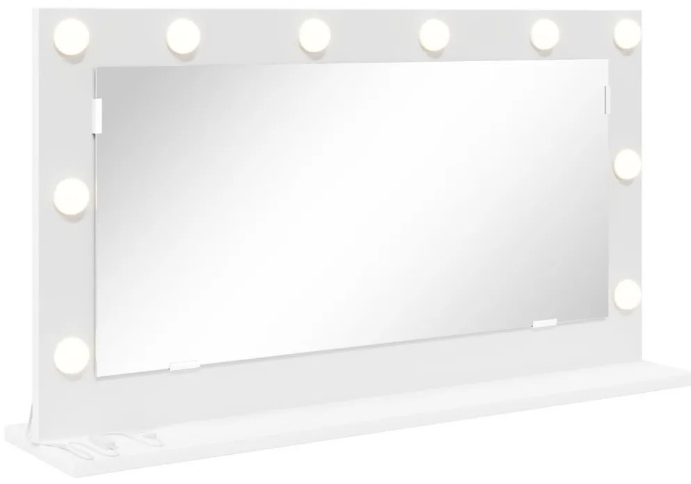 LED világítással ellátott sminktükör Fehér 80x45x18 cm