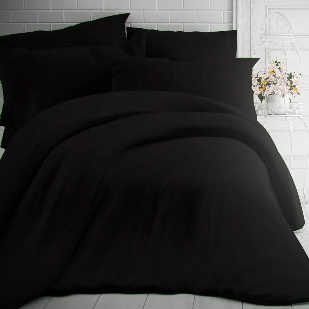 Pamut lepedők Fekete TiaHome - 1x Párna 90x70cm, 1x Paplan 140x200cm
