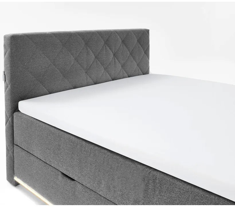 Szürke ágyneműtartós boxspring ágy 180x200 cm Messina – Meise Möbel