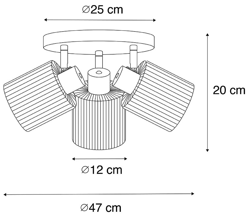 Mennyezeti spotlámpa arany üveggel 3-lámpás állítható kerek - Laura